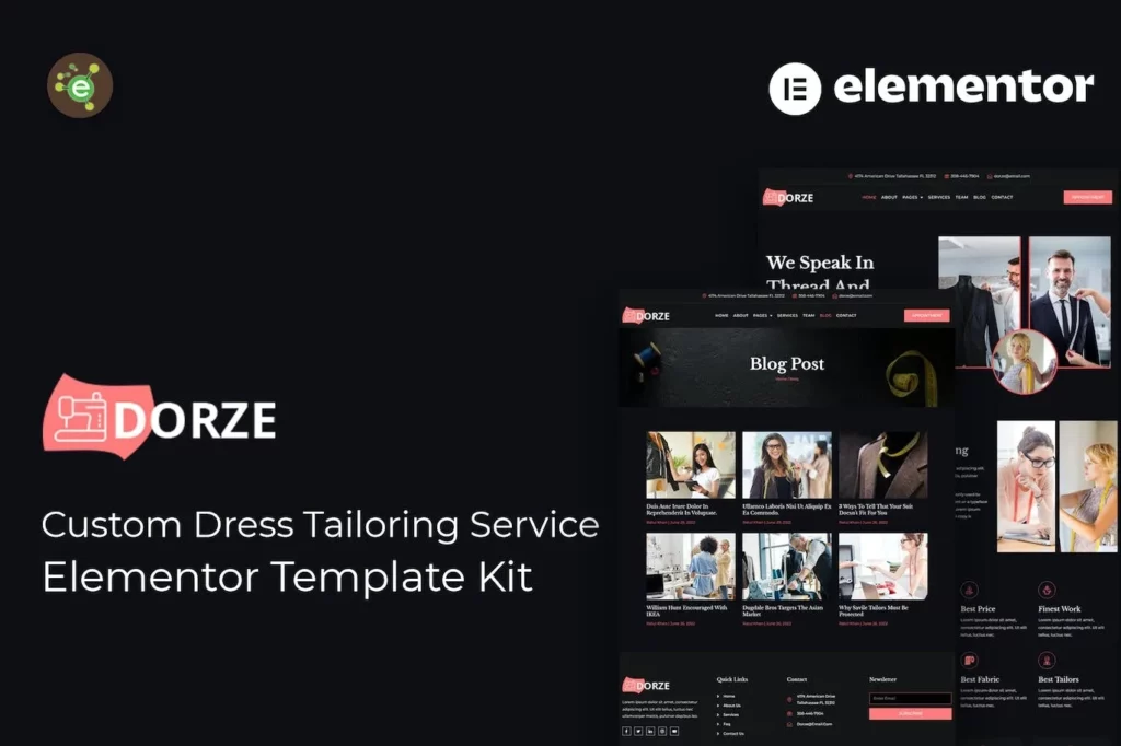 Dorze – Custom Dress Tailoring Service Elementor Pro Template Kit