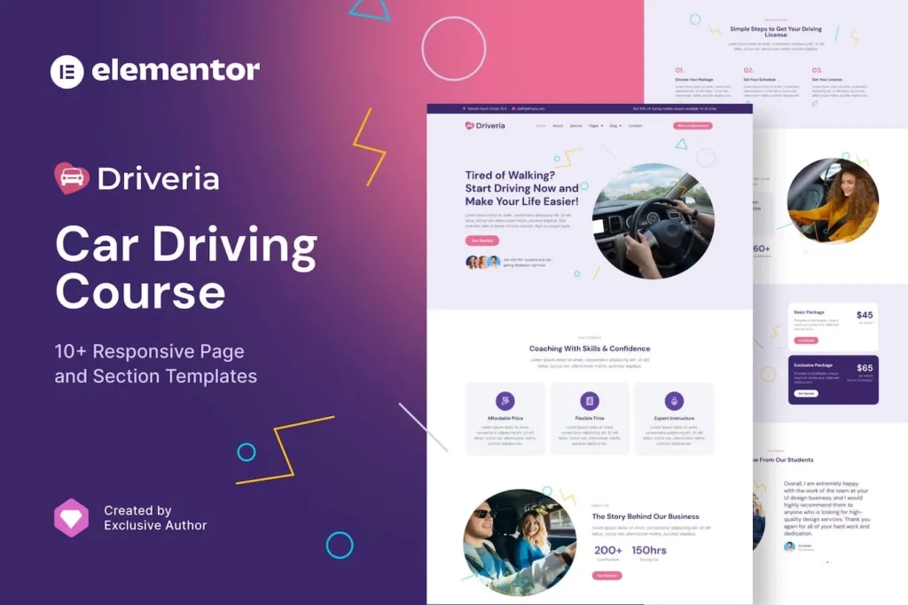 Driveria – Car Driving Course Elementor Template Kit