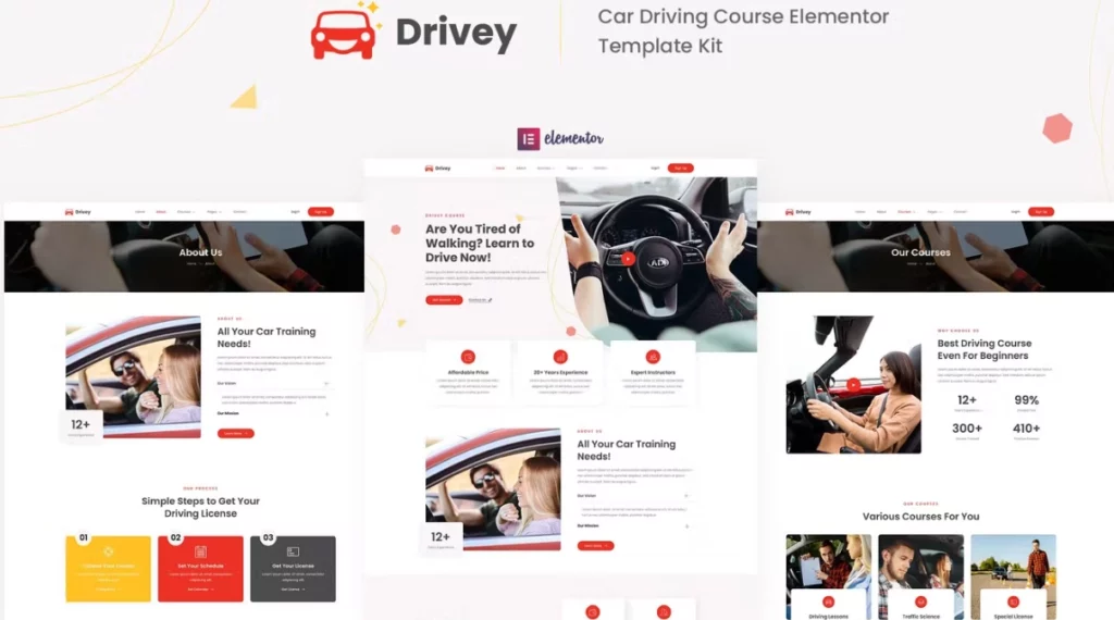 Drivey – Car Driving Course Elementor Template Kit