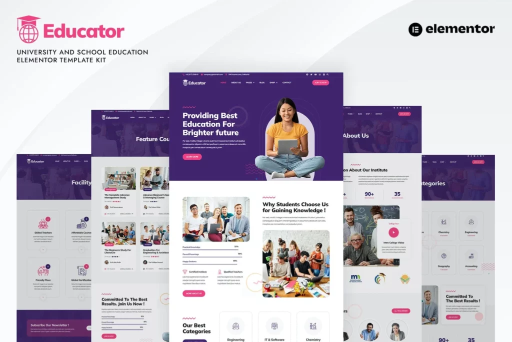 Educator – University &amp; School Education Elementor Template Kit