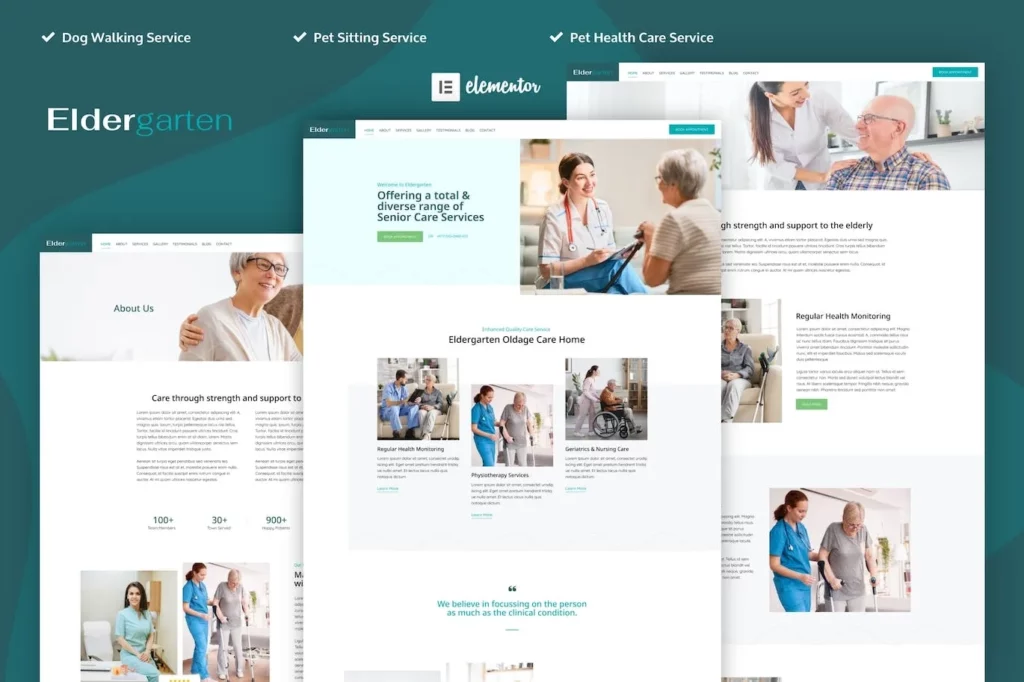 Eldergarten – Elder Care &amp; Senior Home Elementor Pro Template Kit