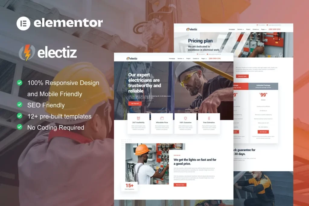 Electriz – Electrical Installation &amp; Maintenance Service Elementor Template Kit