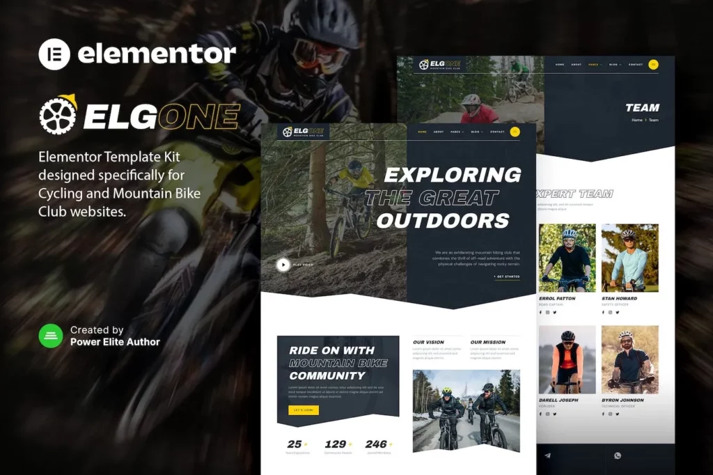 Elgone – Cycling &amp; Mountain Bike Club Elementor Template Kit
