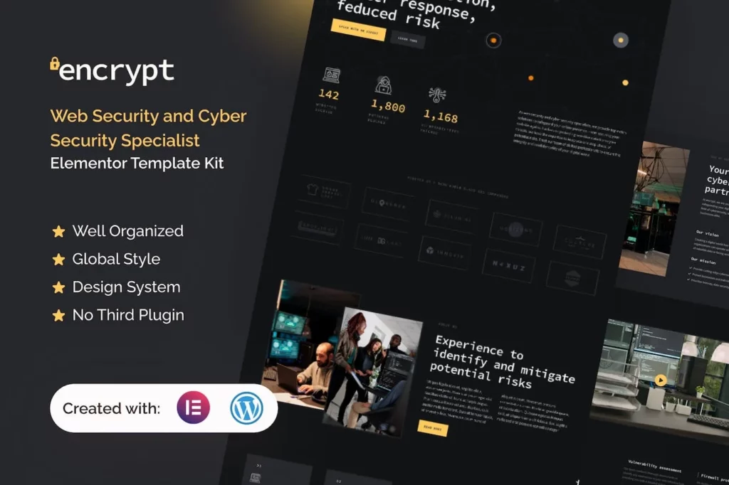 Encrypt – Cyber Security Specialist Elementor Pro Template Kit