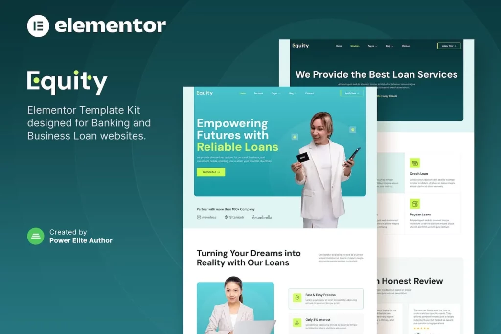 Equity – Banking &amp; Business Loan Elementor Template Kit