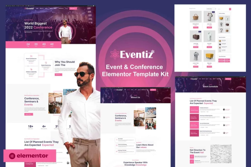Eventiz – Event &amp; Conference Elementor Pro Template Kit