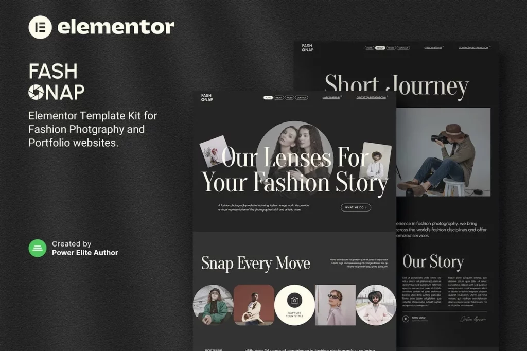 Fashnap – Fashion Photography &amp; Portfolio Elementor Template Kit