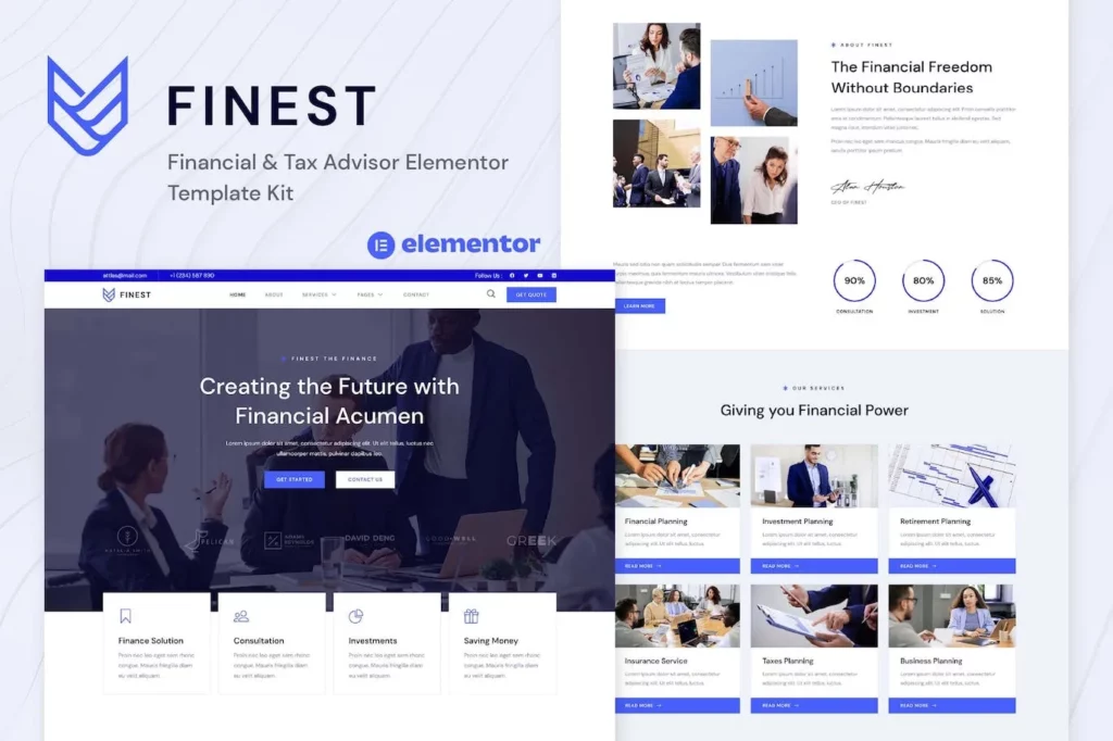 Finest – Financial &amp; Tax Advisor Elementor Template Kit