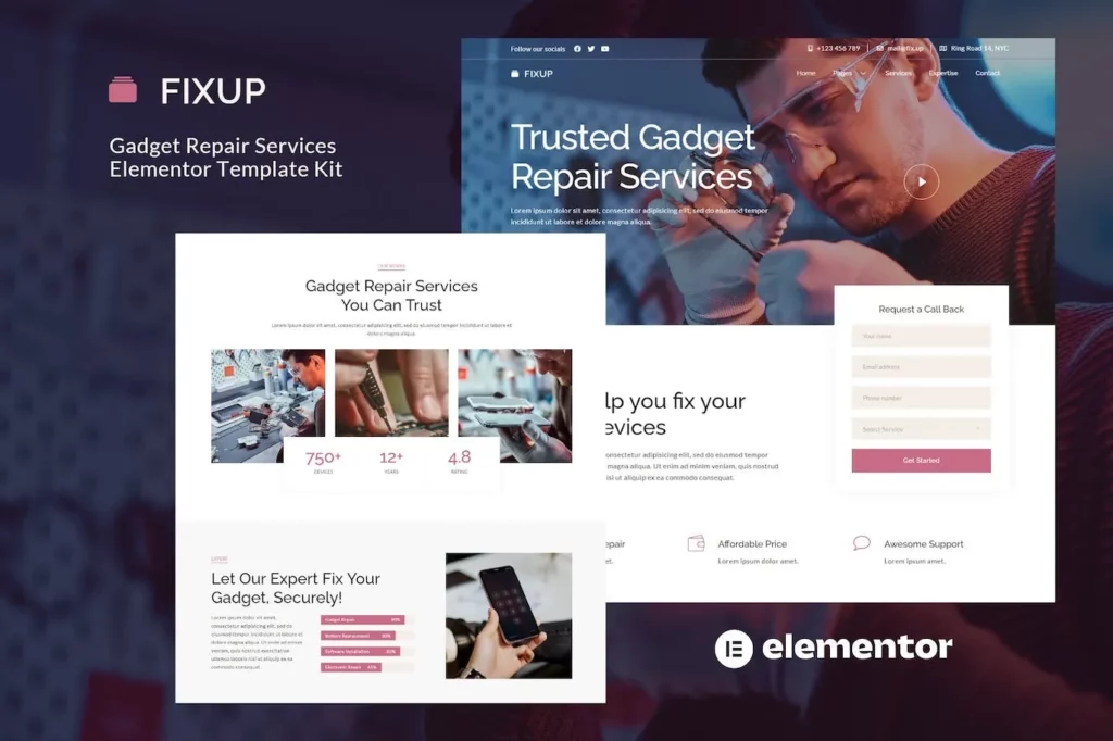 FixUp – Gadget Repair Services Elementor Template Kit