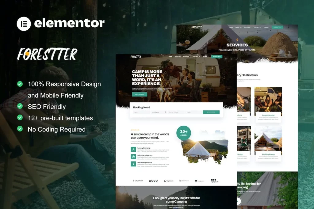 Forestter – Camping &amp; Adventure Elementor Template Kit