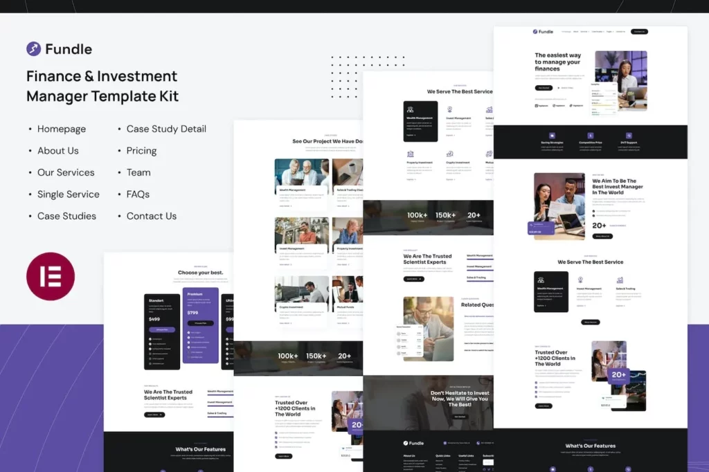 Fundle – Finance &amp; Investment Manager Elementor Template Kit
