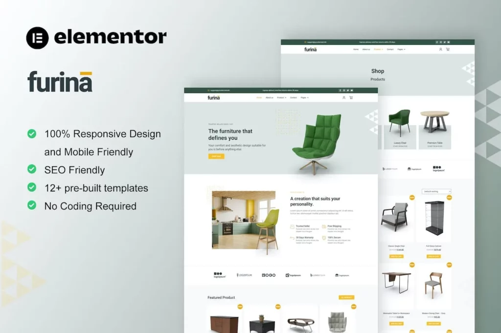 Furina – Furniture Shop WooCommerce Elementor Pro Template Kit