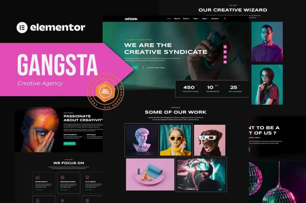 Gangsta – Creative Agency &amp; Portfolio Elementor Template Kit