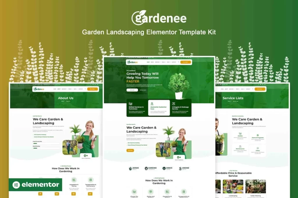Gardenee – Landscaping &amp; Garden Care Elementor Pro Template Kit