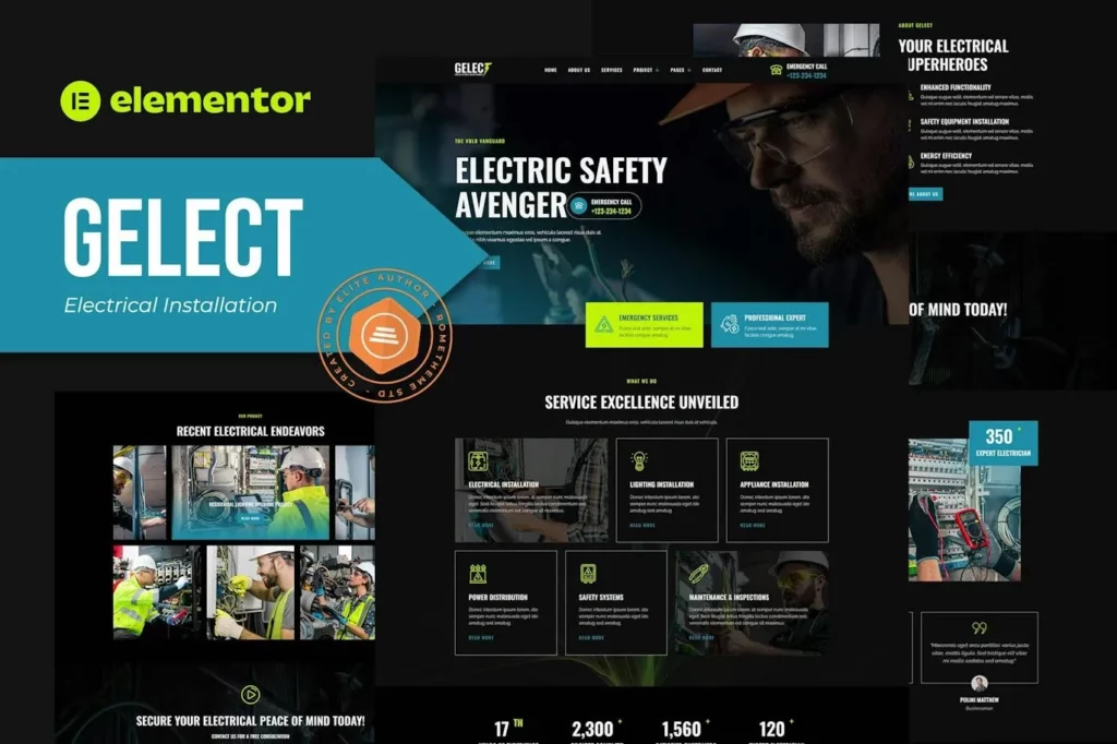 Gelect – Electrical Installation &amp; Maintenance Elementor Template Kit
