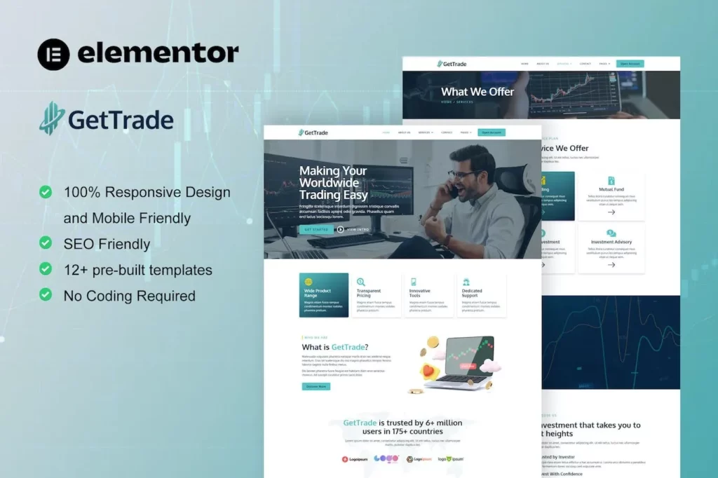 GetTrade – Trading &amp; Investment Elementor Template Kit