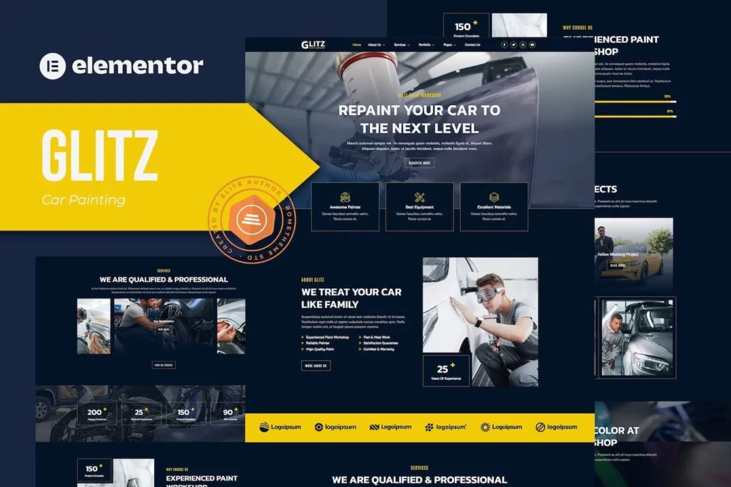 Glitz – Car Painting &amp; Restoration Elementor Template Kit