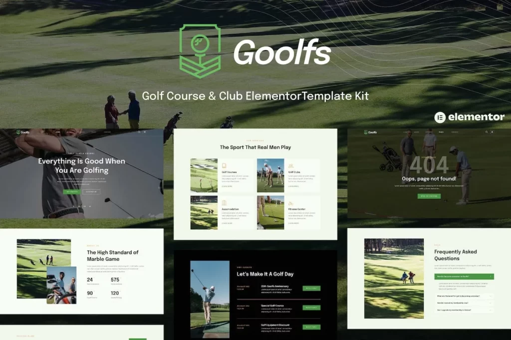 Goolfs – Golf Course &amp; Club Elementor Template Kit