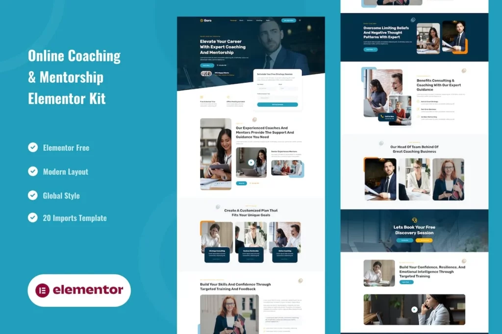 Goro – Online Coaching &amp; Mentorship Elementor Template Kit