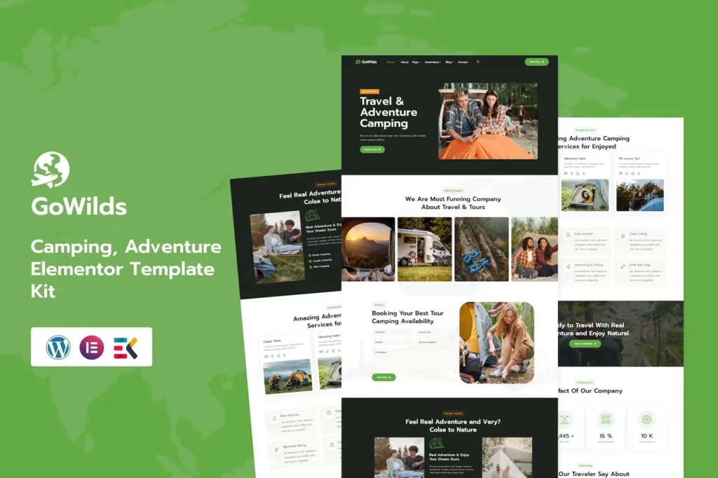 Gowilds – Travel &amp; Tour Booking Elementor Template Kit