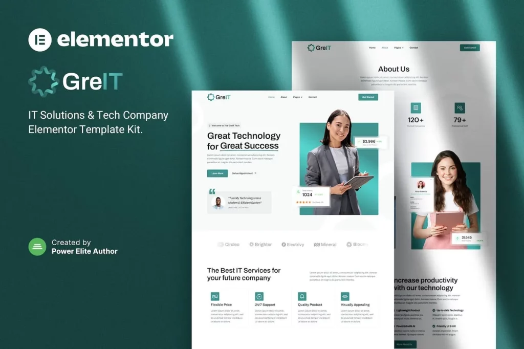 GreIT – IT Solutions &amp; Tech Company Elementor Template Kit