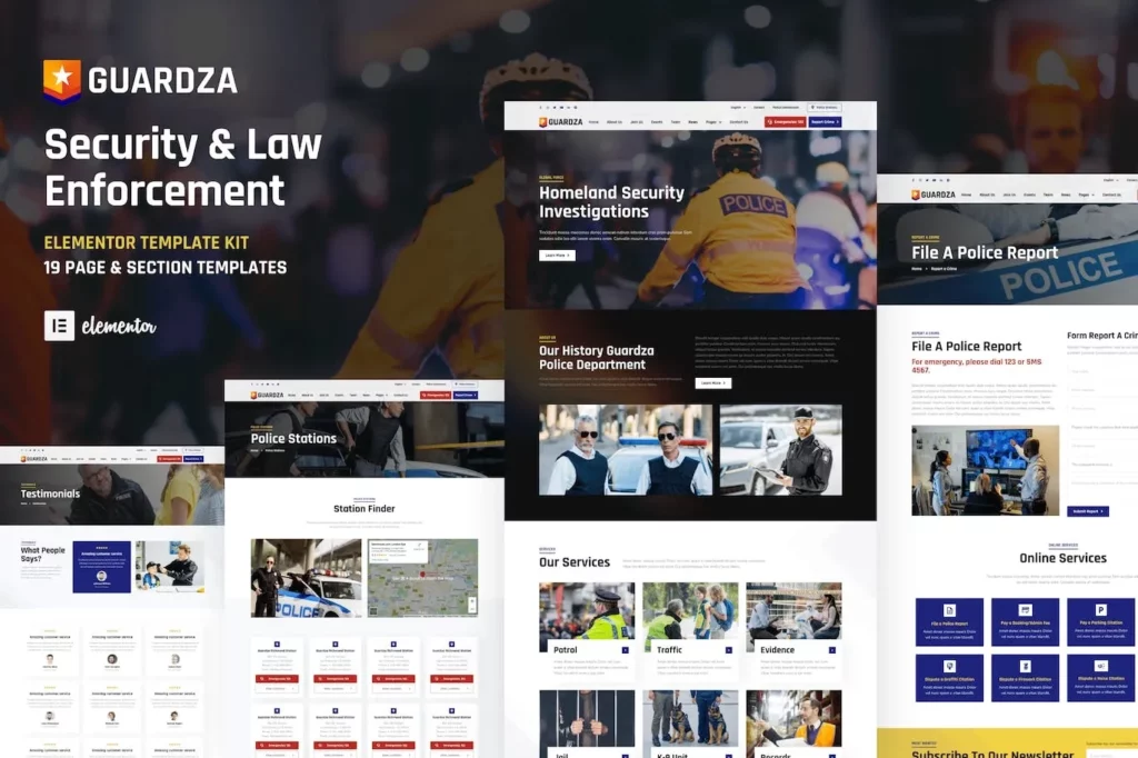 Guardza – Security &amp; Law Enforcement Elementor Template Kit