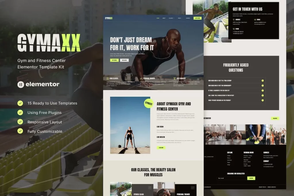 Gymaxx – Gym &amp; Fitness Center Elementor Template Kit