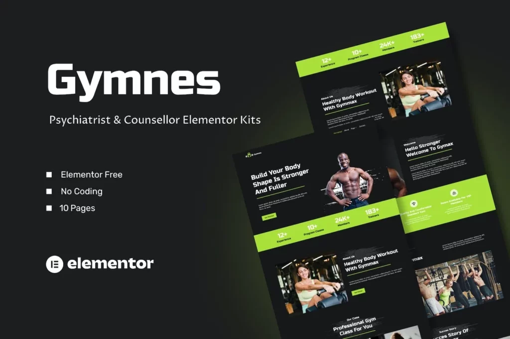 Gymnes – Fiteness &amp; Gym Elementor Template Kit