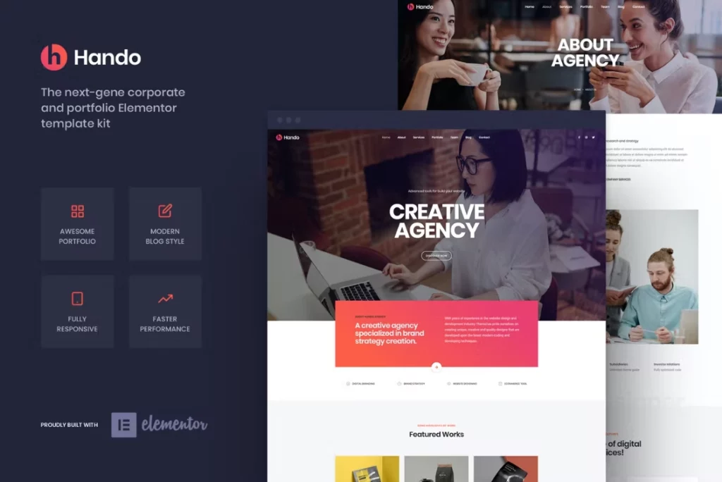 Hando – Corporate &amp; Portfolio Elementor Template Kit