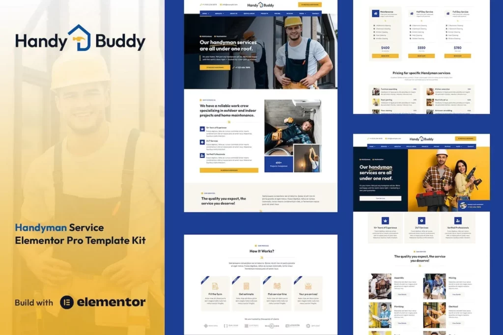 Handy Buddy – Handyman Services Elementor Pro Template Kit