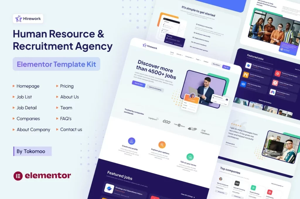 Hirework – Human Resource &amp; Recruitment Agency Elementor Pro Template Kit