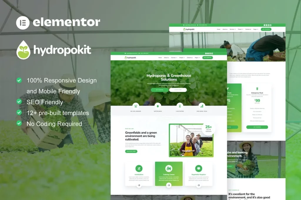 Hydropokit – Hydroponic &amp; Agriculture Elementor Template Kit