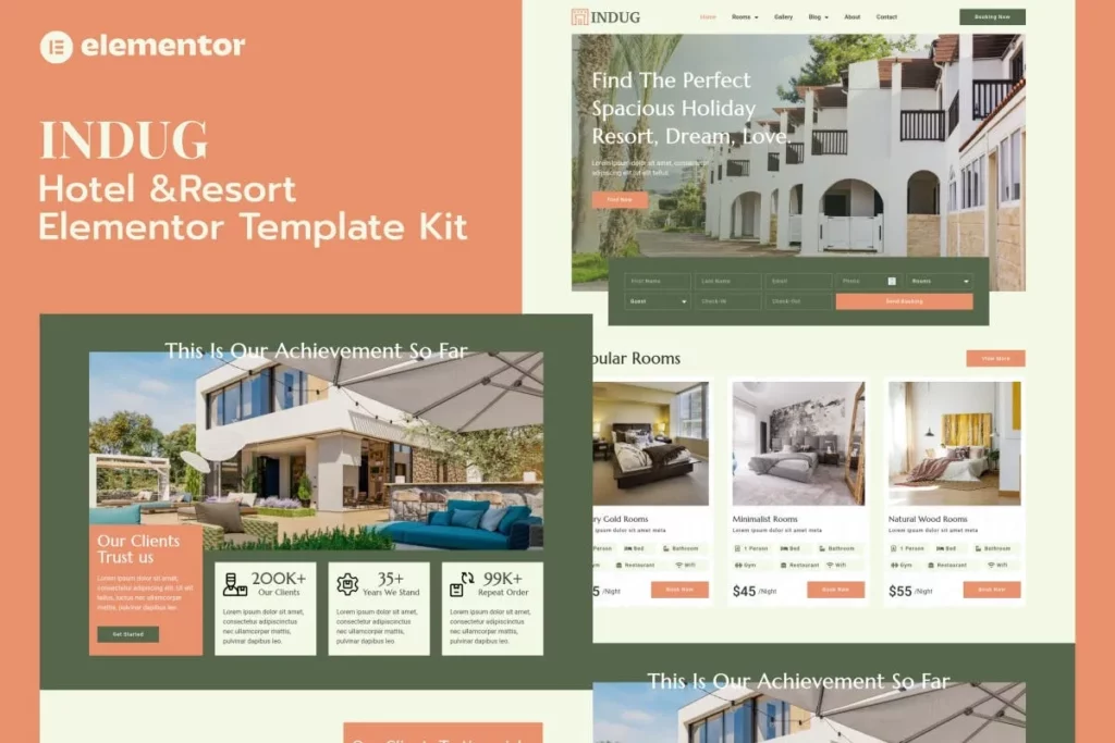 Indug – Hotel &amp; Resort Elementor Pro Template Kit