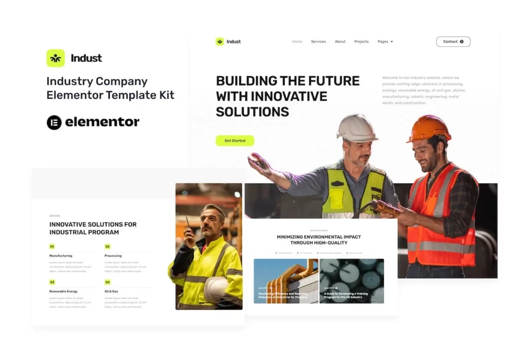Indust – Industry &amp; Factory Elementor Template Kit