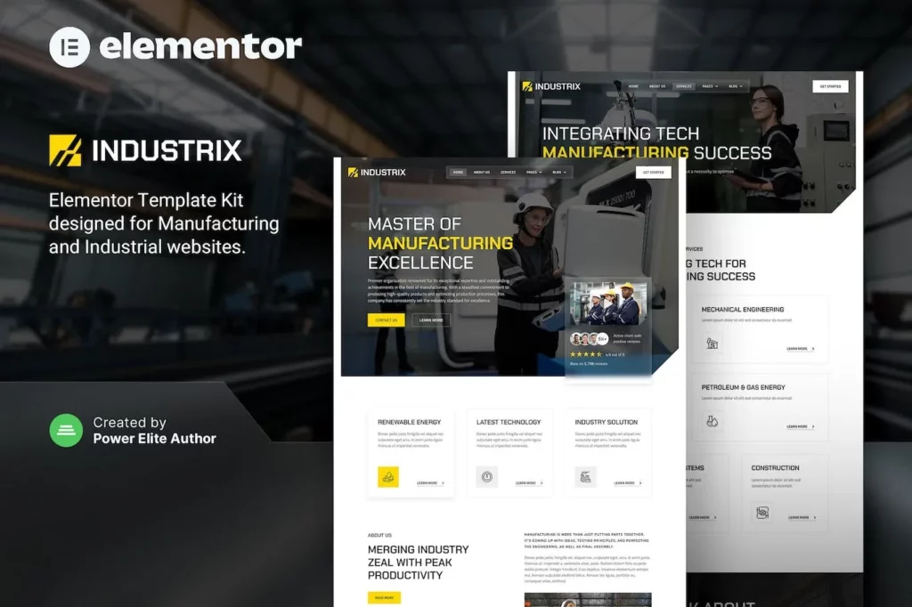 Industrix – Manufacturing &amp; Industrial Elementor Template Kit
