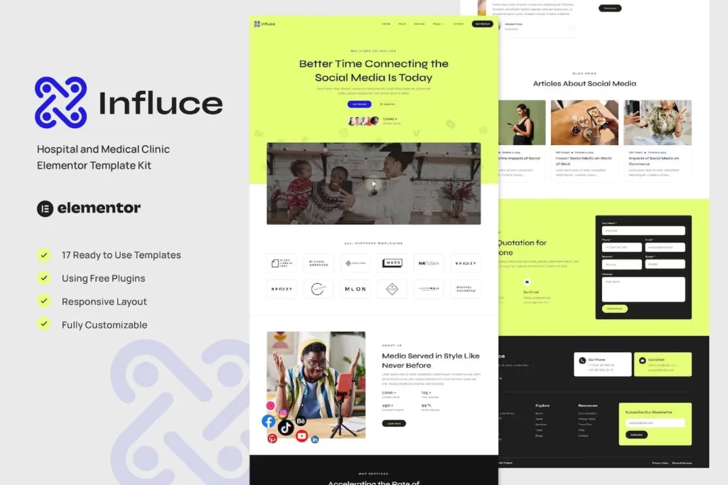 Influce – Marketing Agency &amp; Influencer Elementor Template Kit