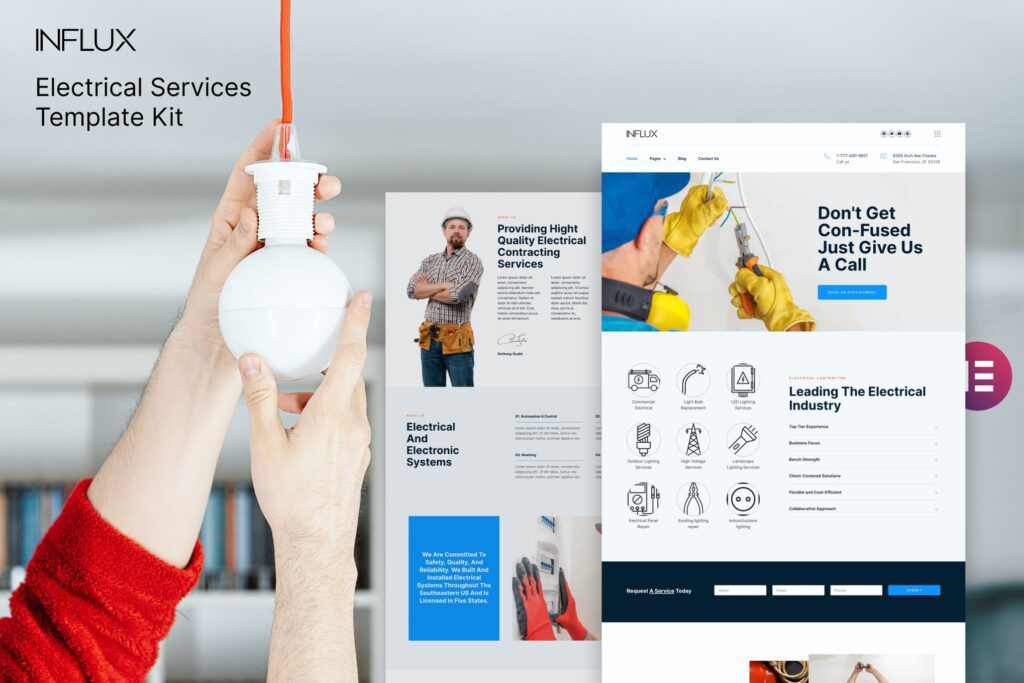 Influx – Electrician &amp; Electrical Services Template Kit