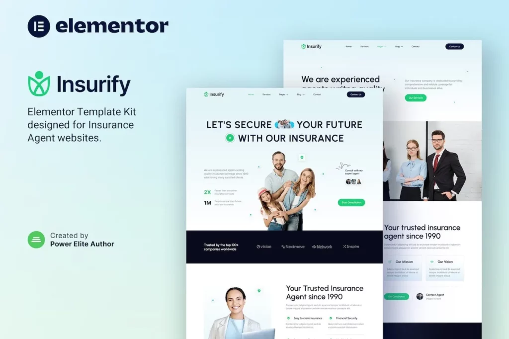 Insurify – Insurance Agent &amp; Consulting Elementor Template Kit