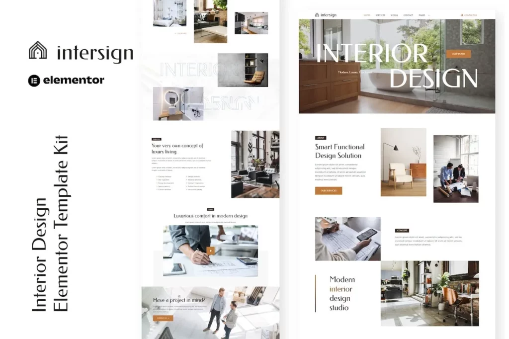 InterSign – Interior Design &amp; Architecture Elementor Template Kit