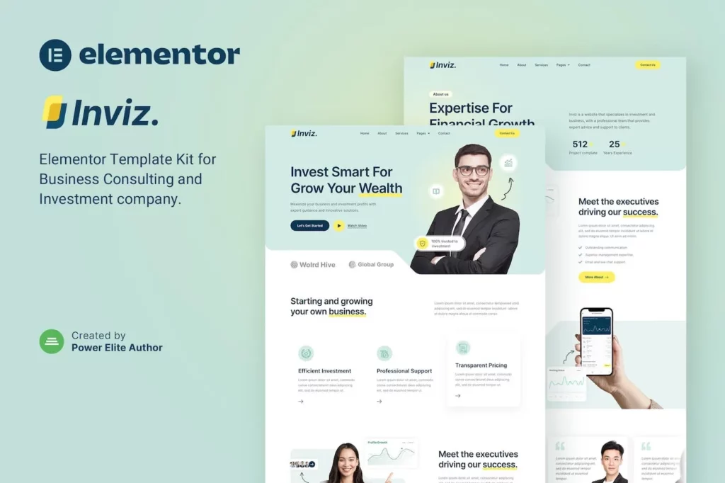 Inviz – Business Consulting &amp; Investment Elementor Template Kit