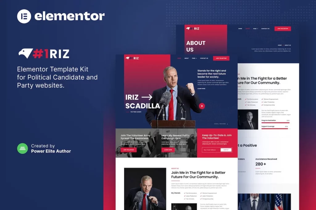 Iriz – Political Candidate &amp; Party Elementor Template Kit