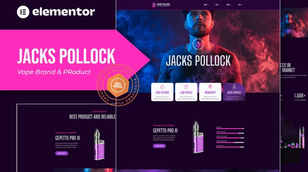 Jacks Pollock – Vape Elementor Template Kit