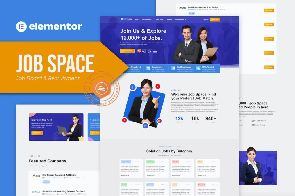 Job Space – Job Board &amp; Recruitment Elementor Template Kit
