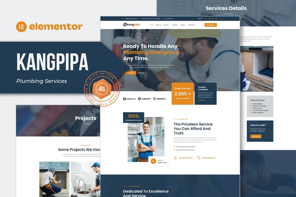 Kangpipa – Plumbing Services Elementor Template Kit