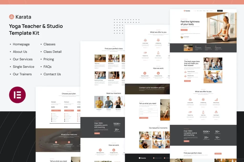 Karata – Yoga Teacher &amp; Studio Elementor Template Kit