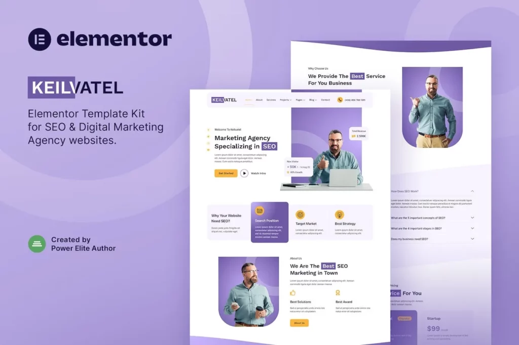 Keilvatel – SEO &amp; Digital Marketing Agency Elementor Template Kit