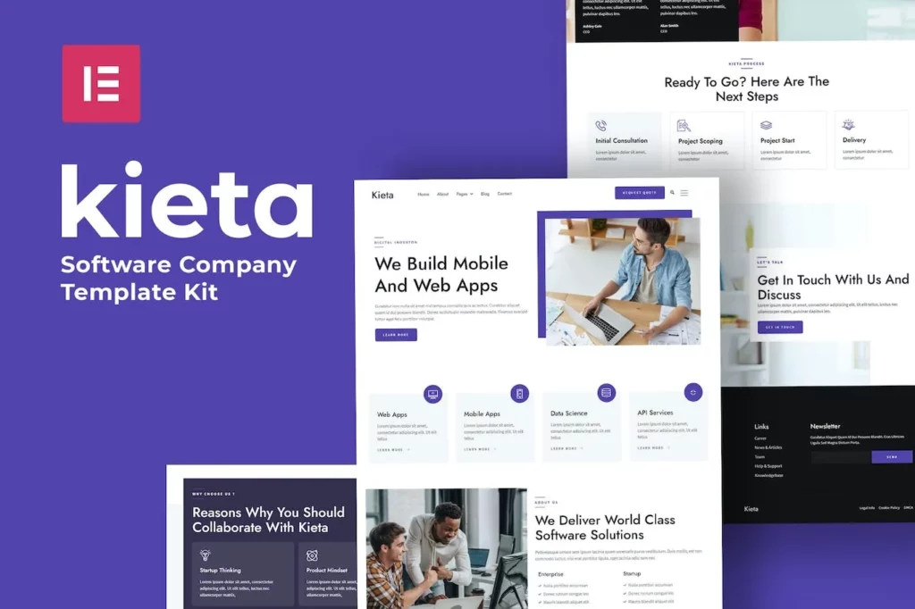 Kieta – App &amp; Software Agency Elementor Template Kit
