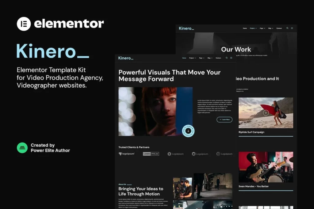 Kinerio – Video Production Agency Elementor Template Kit