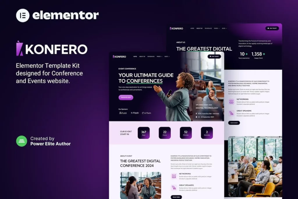 Konfero – Conference &amp; Event Elementor Template Kit