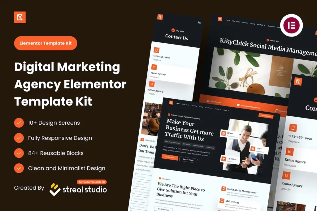 Krono – Marketing Agency Elementor Template Kit